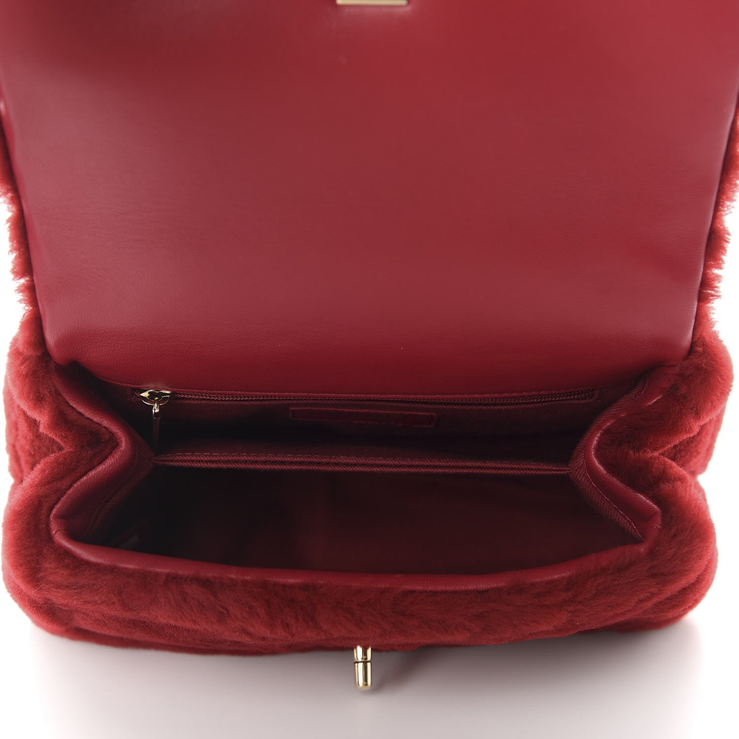 Chanel Shearling Lambskin Coco Handle Flap Dark Red 6 of 10
