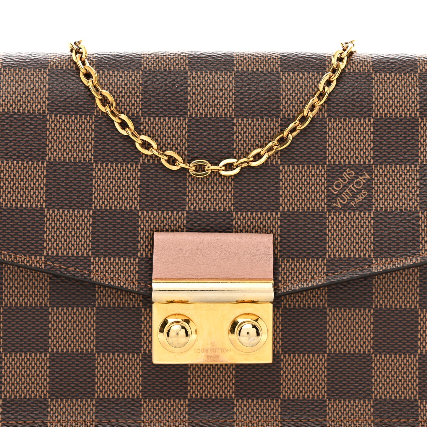 Damier Ebene Croisette Chain Wallet Magnolia