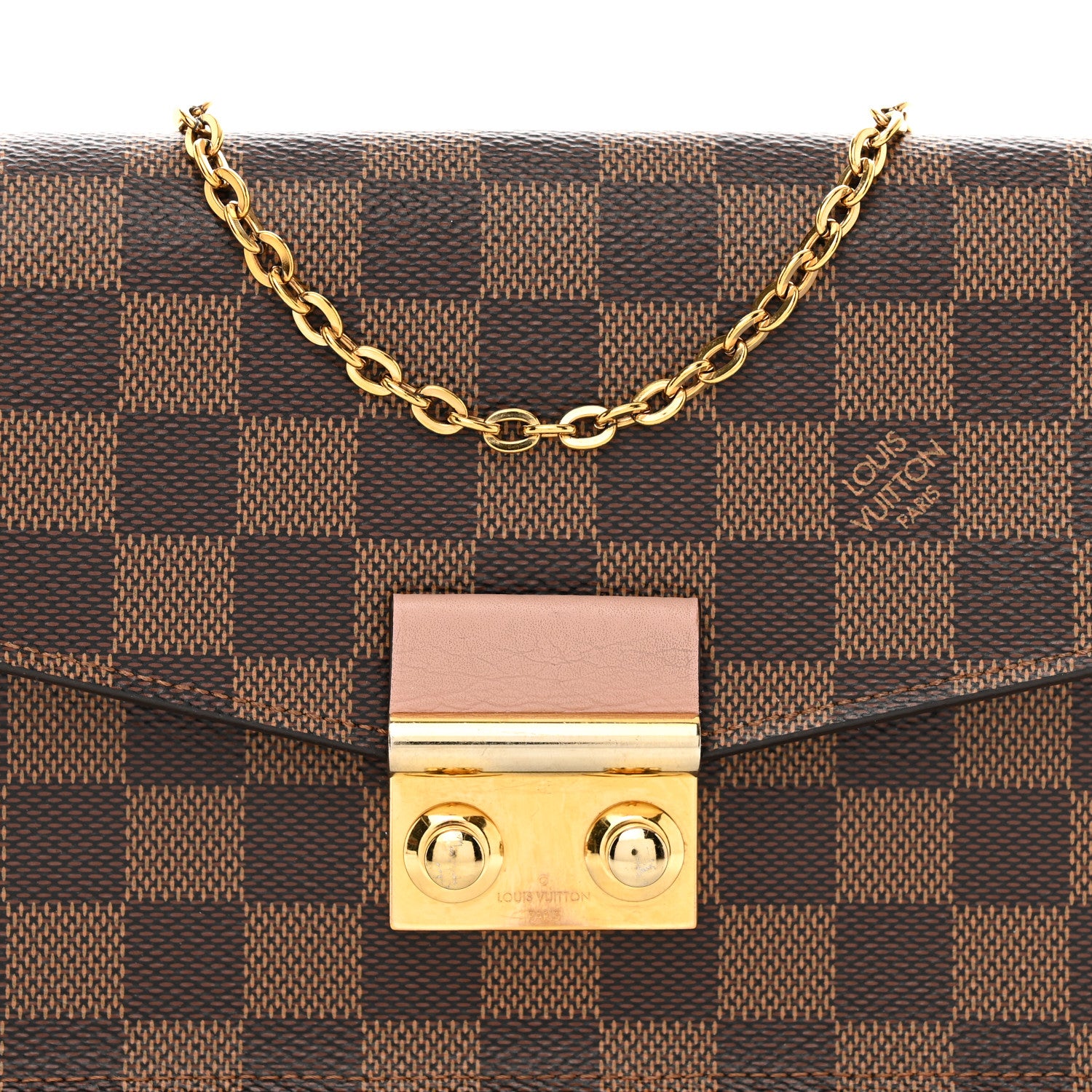 Louis Vuitton Damier Ebene Croisette Chain Wallet Magnolia 5 of 12