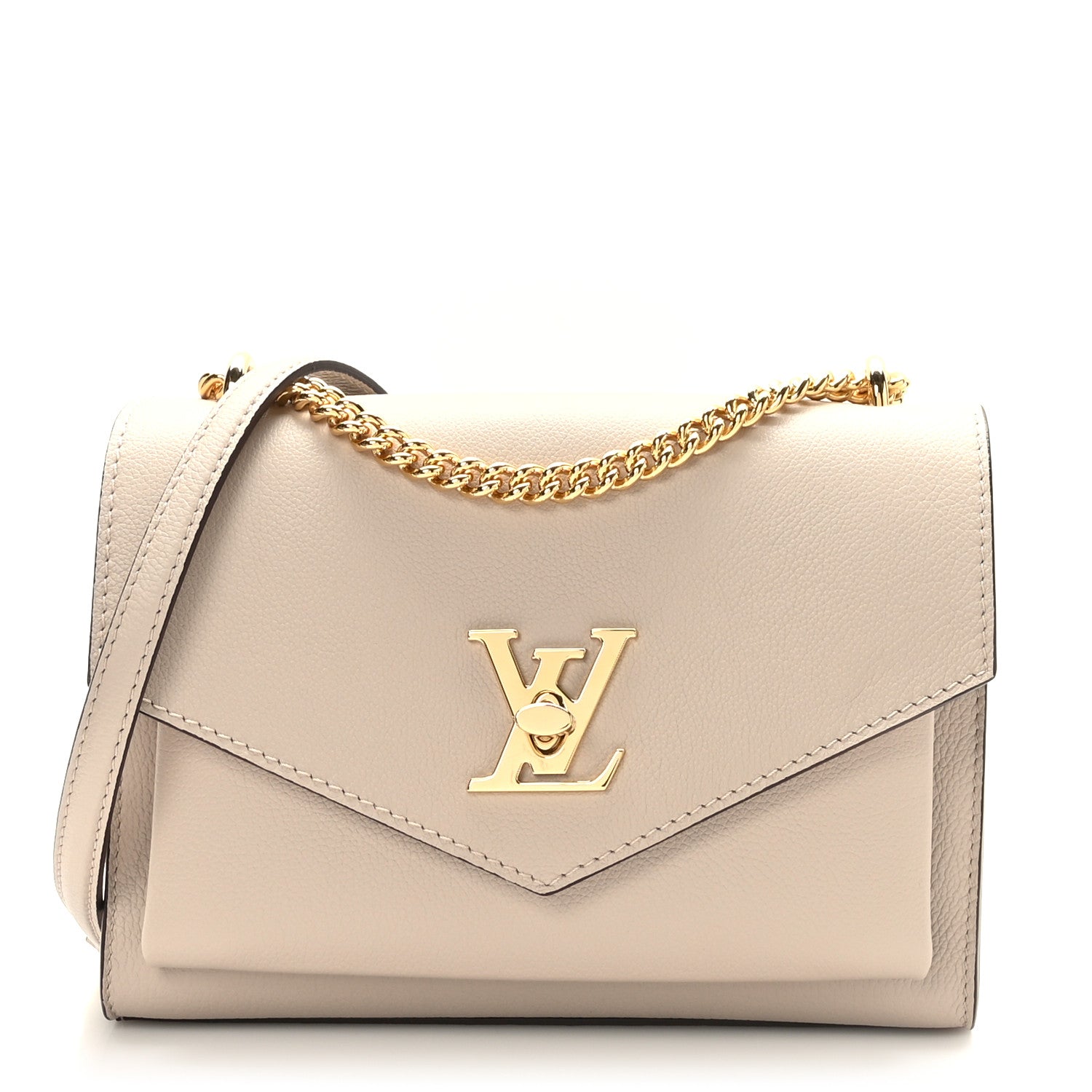 Louis Vuitton Soft Calfskin Mylockme Chain Bag BB Greige 1 of 8