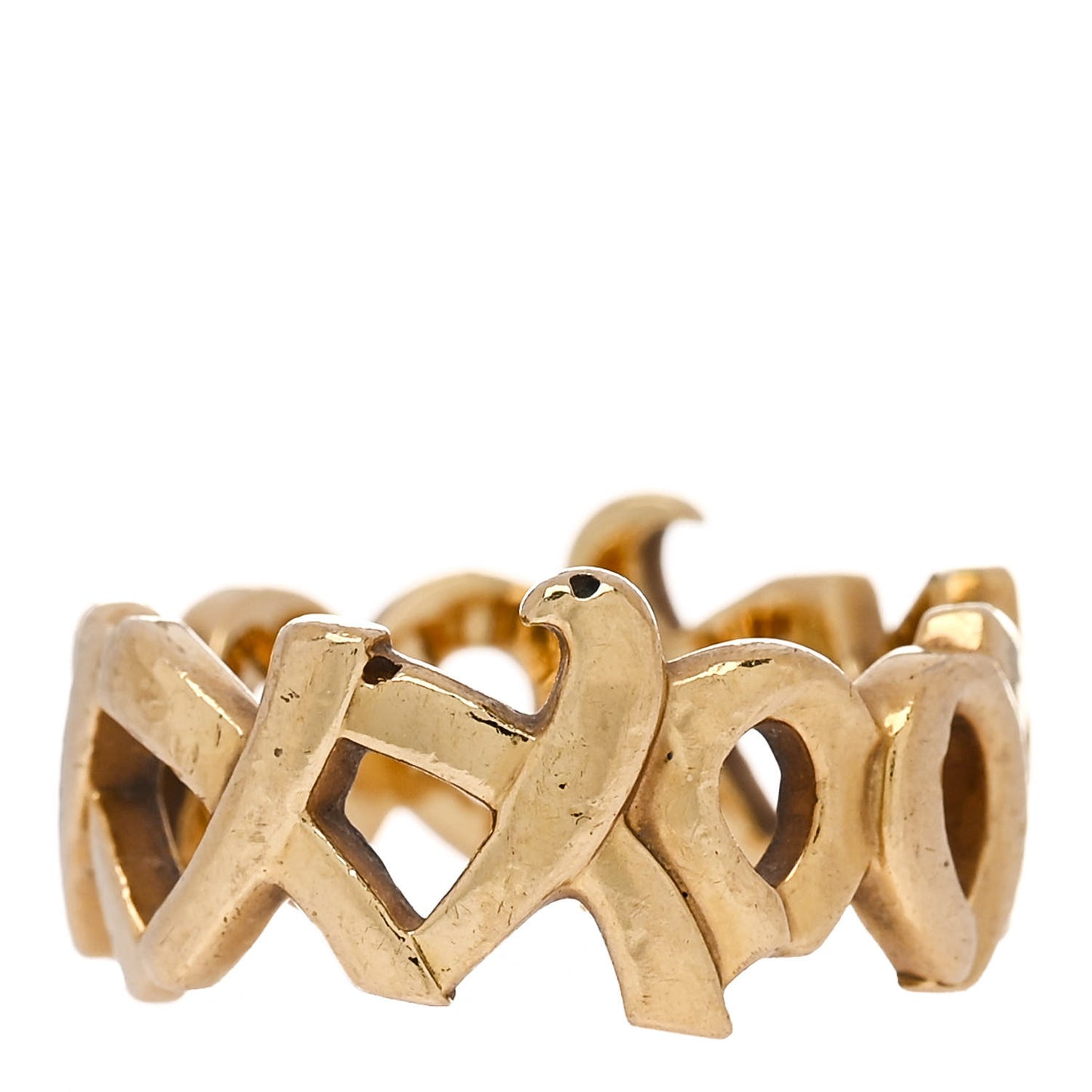 18K Yellow Gold Paloma Picasso Graffiti Love and Kisses Ring 54 7