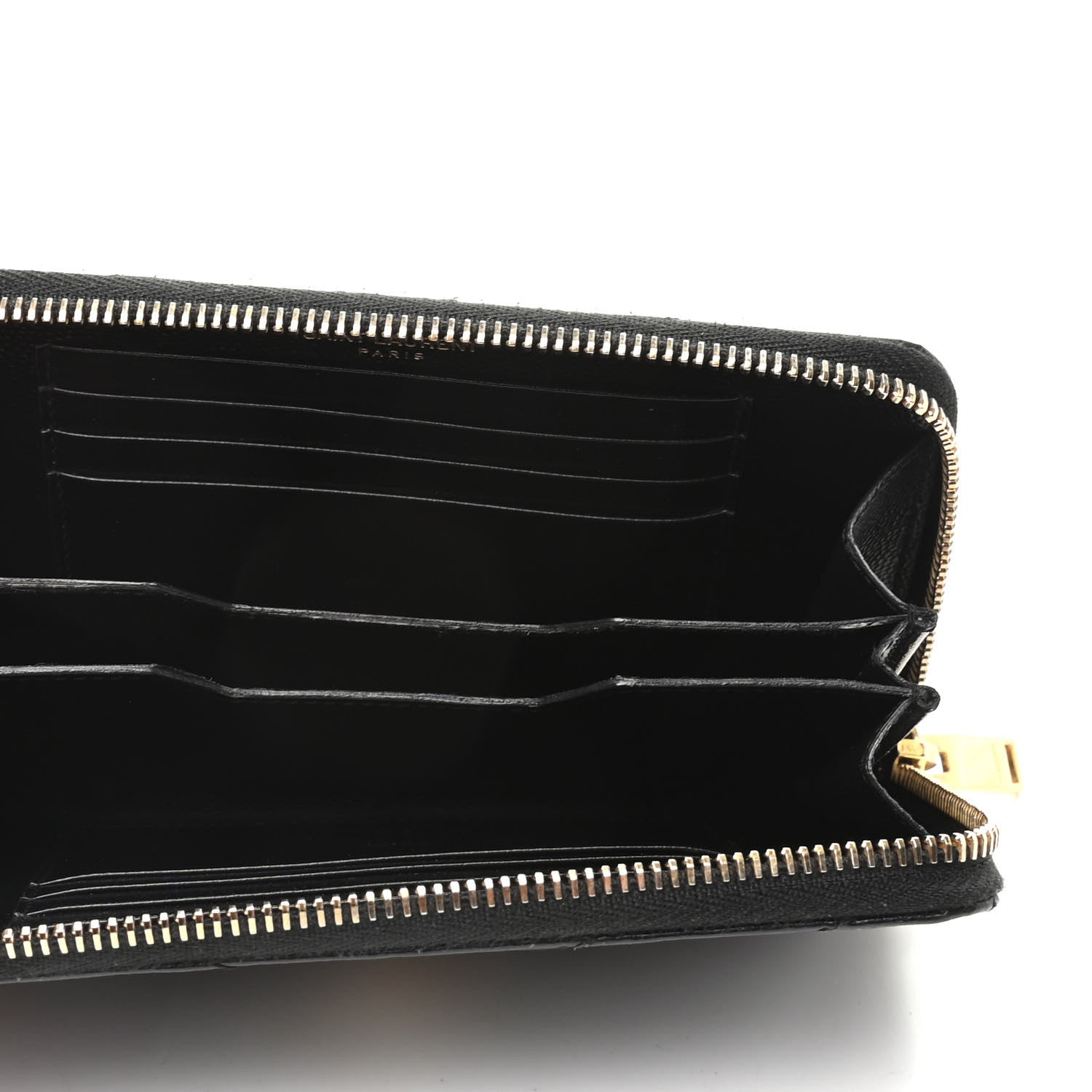 Saint Laurent Grain De Poudre Matelasse Chevron Monogram Phone Wallet Black 5 of 9