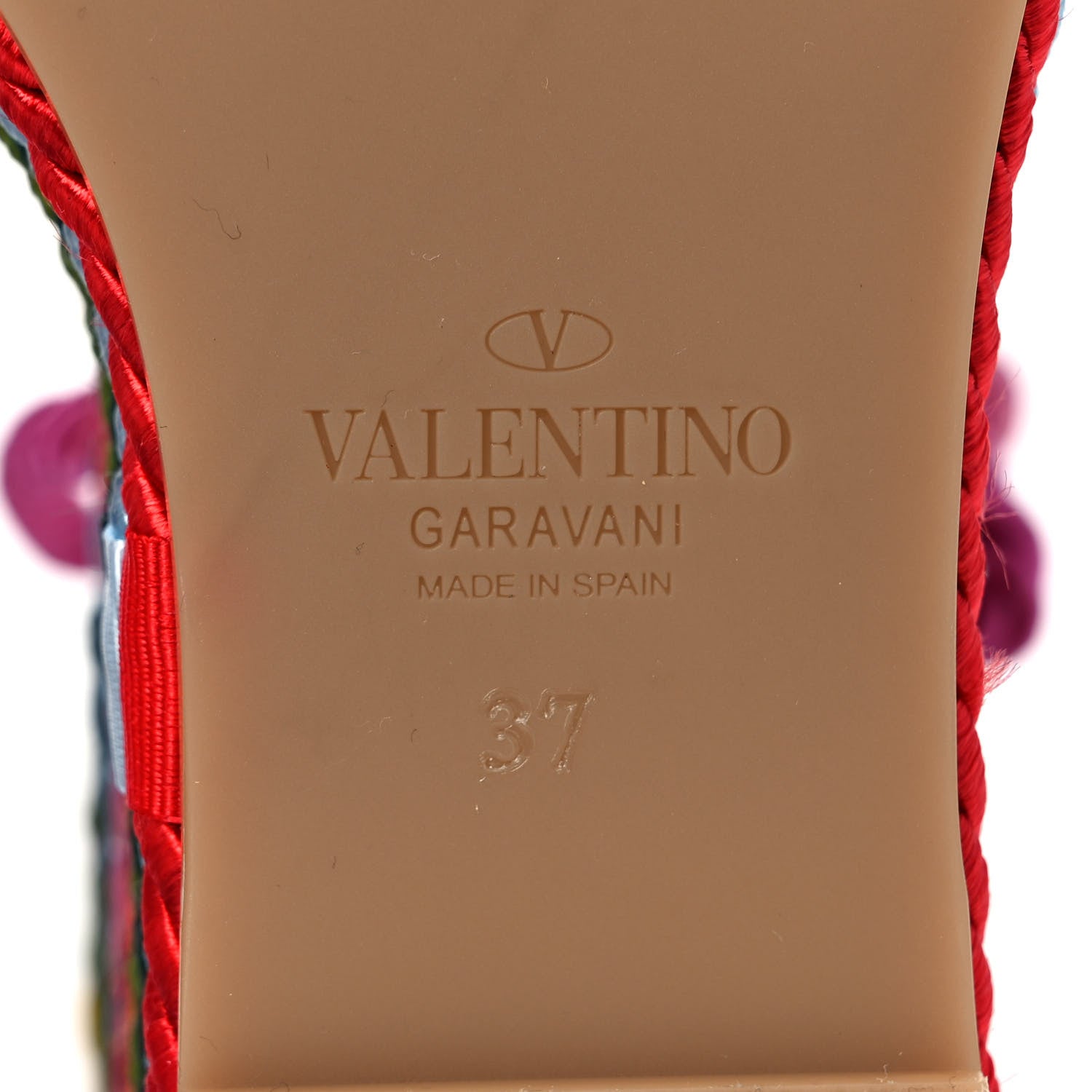 Valentino Garavani Calfskin Rockstud Ankle Strap Torchon Espadrille 25/115mm Wedge Sandals 37 Feminine Pink Multicolor 6 of 8