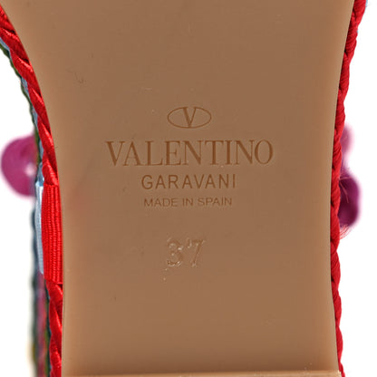 Valentino Garavani Calfskin Rockstud Ankle Strap Torchon Espadrille 25/115mm Wedge Sandals 37 Feminine Pink Multicolor 6 of 8
