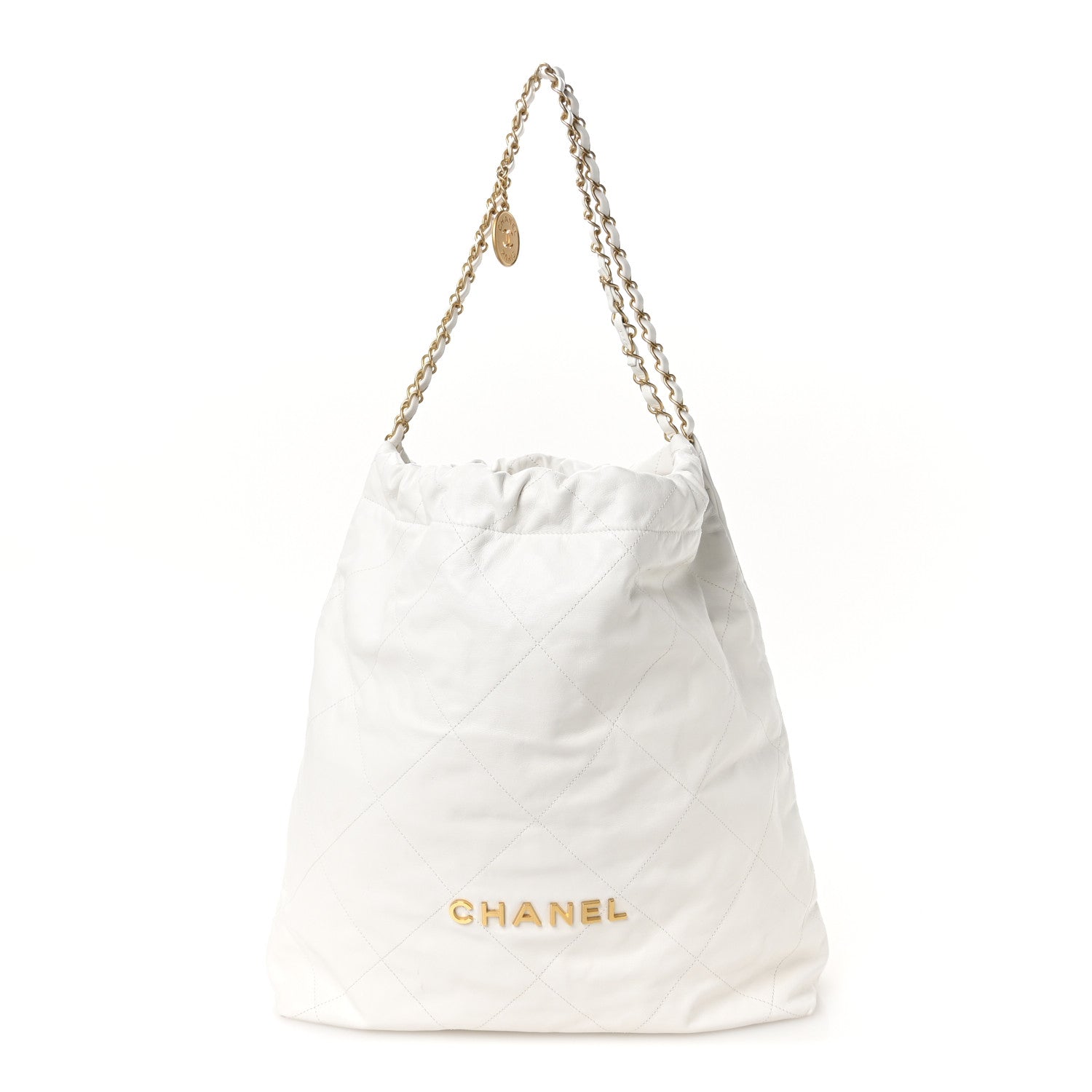 Chanel Shiny Calfskin Quilted Large Chanel 22 White 1 of 11