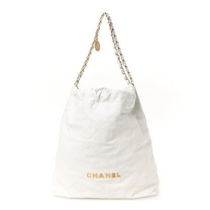 Chanel Shiny Calfskin Quilted Large Chanel 22 White 1 of 11