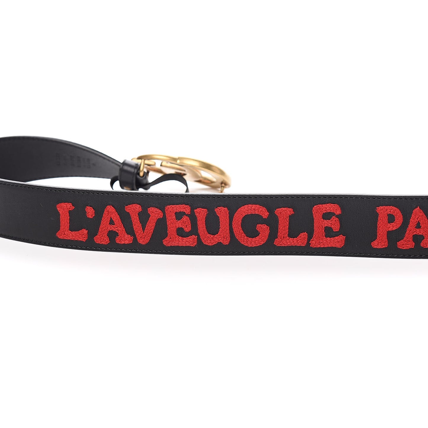 Calfskin L'Aveugle Par Amour Embroidered Double G 40mm Belt 100 40 Black Red