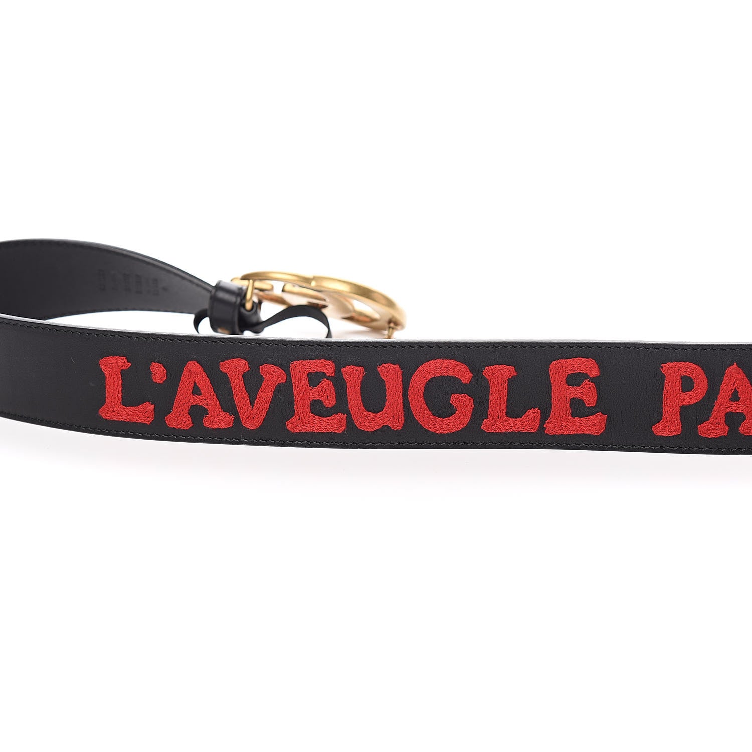 Gucci Calfskin L'Aveugle Par Amour Embroidered Double G 40mm Belt 100 40 Black Red 7 of 8