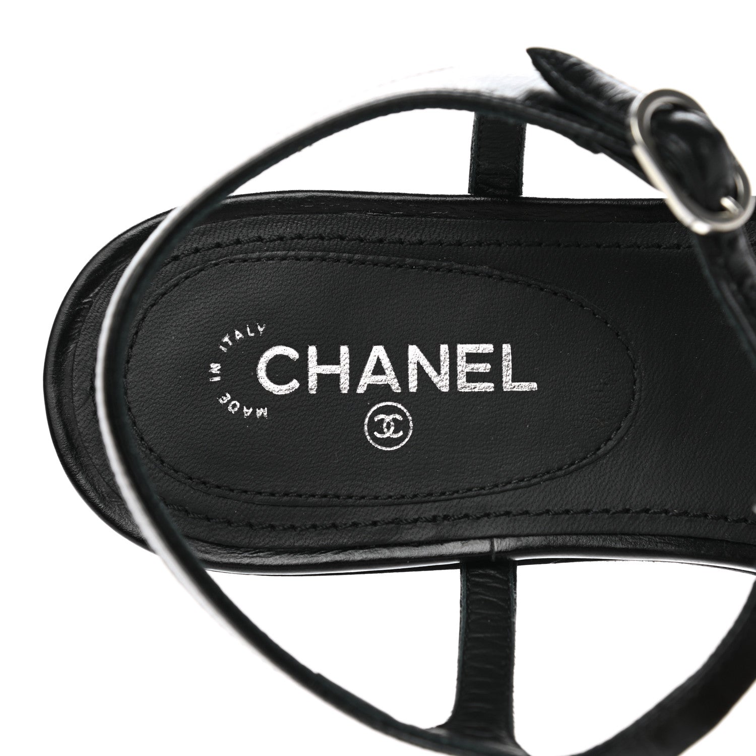 Chanel Calfskin Pearl CC Star Thong Sandals 36 Black 6 of 8