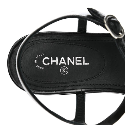 Chanel Calfskin Pearl CC Star Thong Sandals 36 Black 6 of 8
