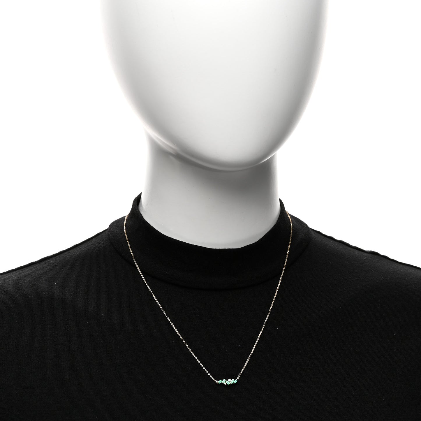 18K Yellow Gold Diamond Emerald Bar Necklace