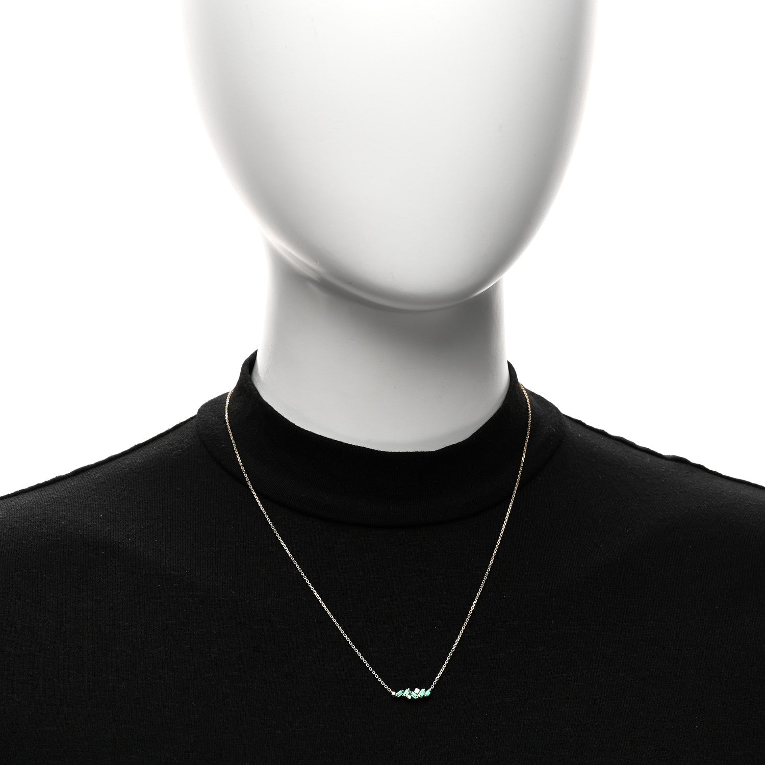 Suzanne Kalan 18K Yellow Gold Diamond Emerald Bar Necklace 2 of 5