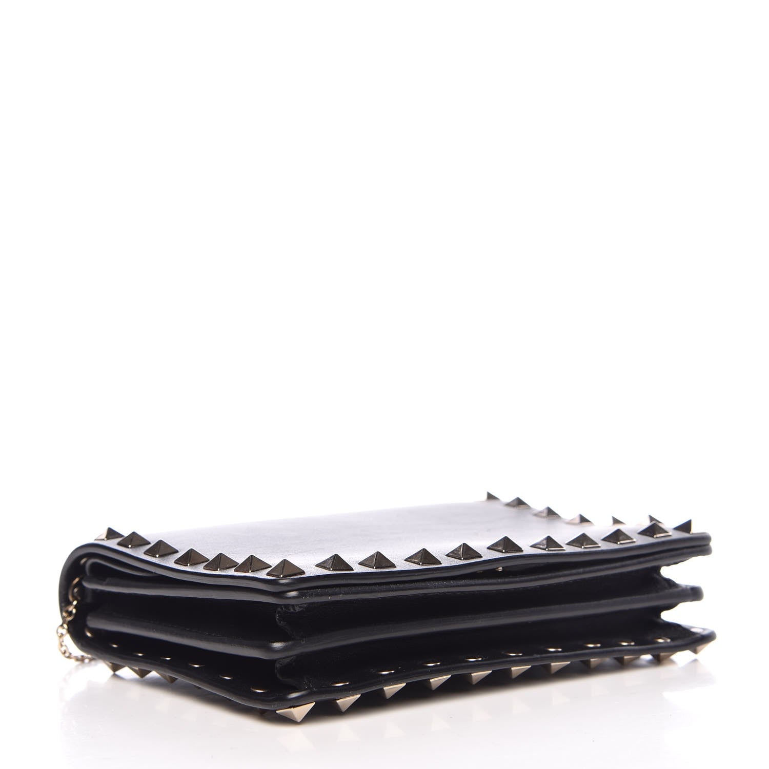 Valentino Garavani Calfskin Rockstud Wallet on Chain Black 4 of 7