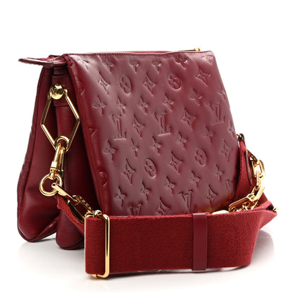 Louis Vuitton Lambskin Embossed Monogram Coussin PM Wine 3 of 10