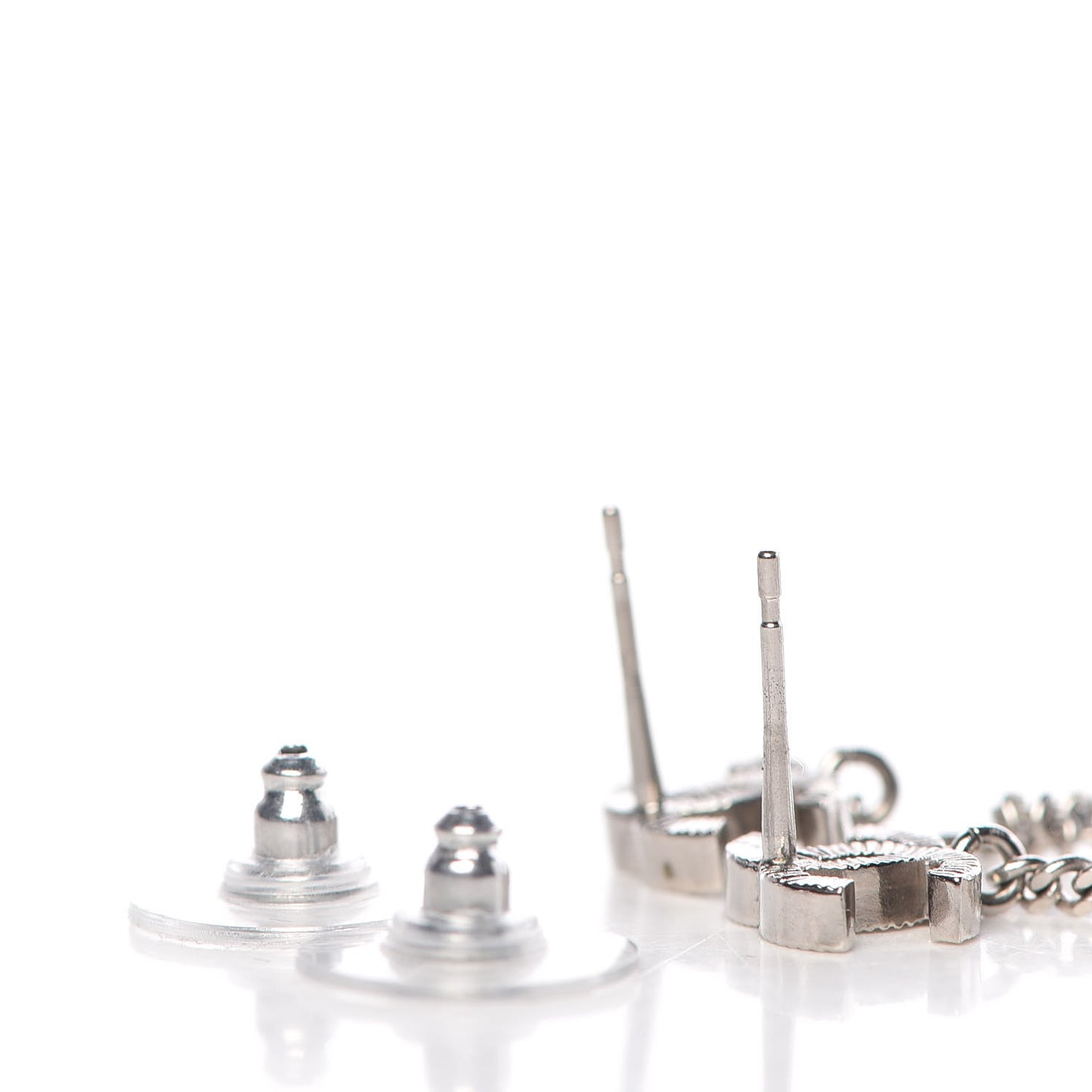 Crystal CC Drop Earrings Silver