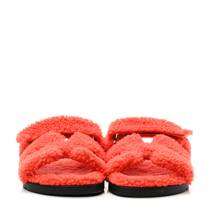 Hermes Woolskin Womens Chypre Sandals 39.5 Orange 2 of 7