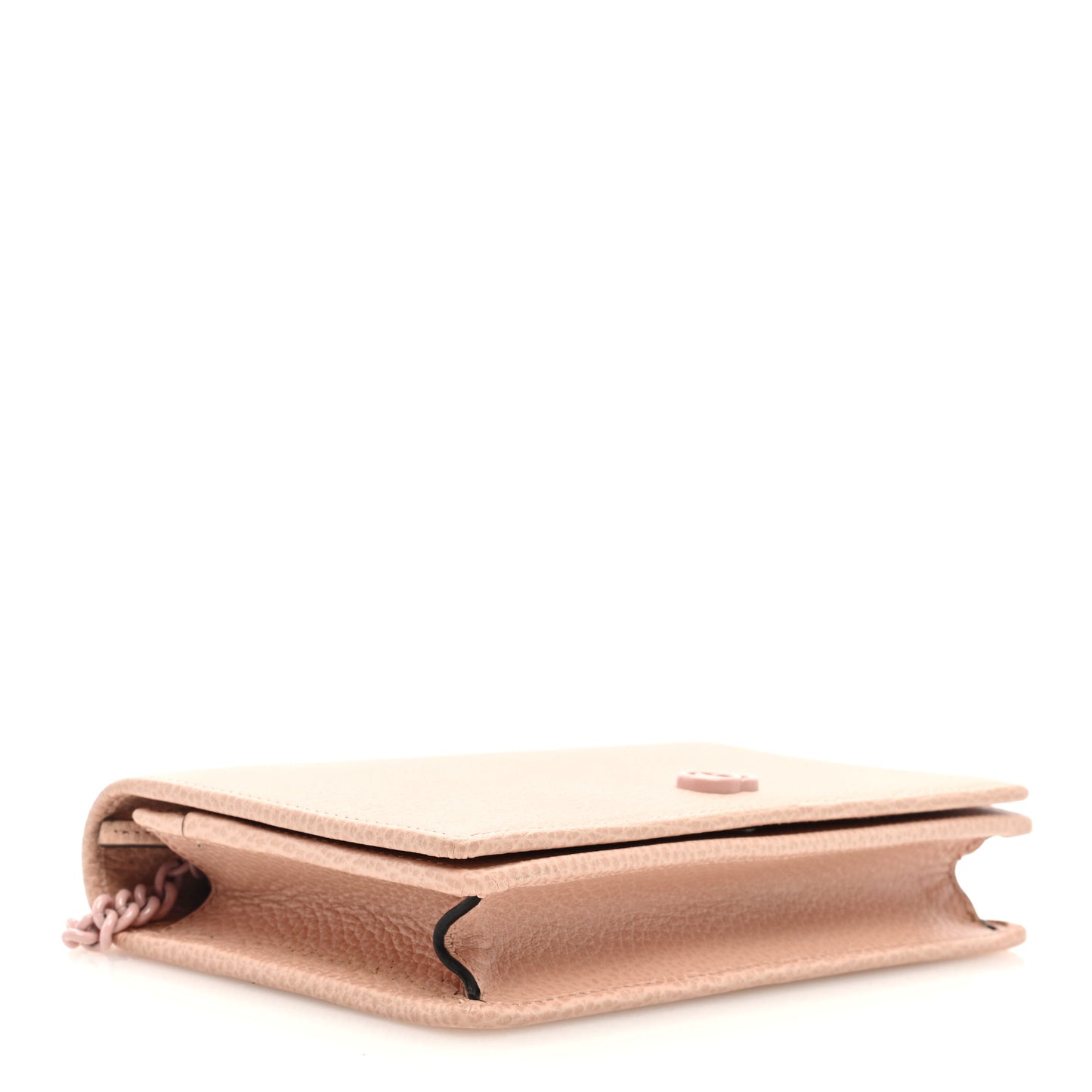 Dollar Calfskin Enamel Monochrome Mini GG Marmont Chain Wallet Perfect Pink