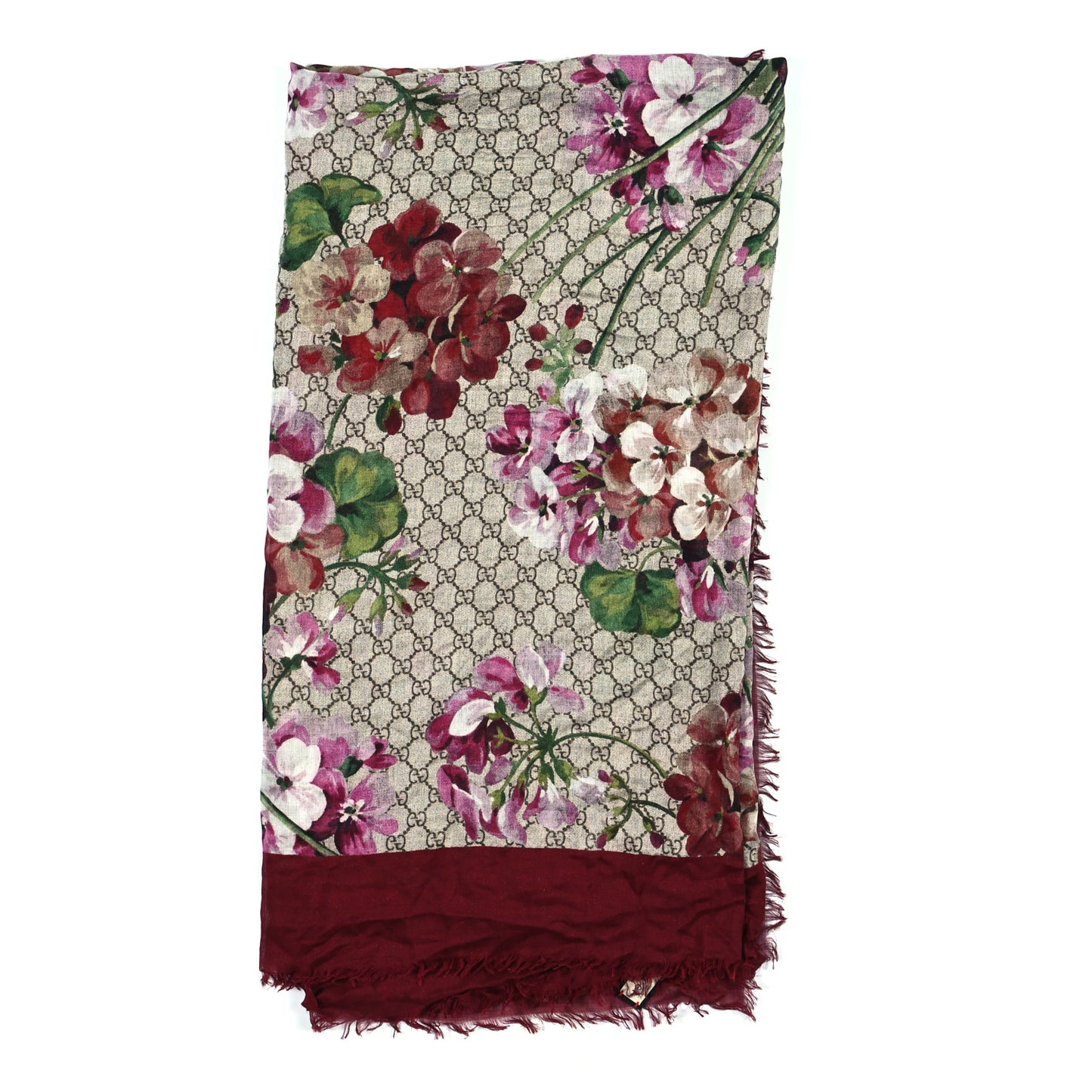 Modal Silk GG Monogram Gery Square Scarf Lacquer Light Brown