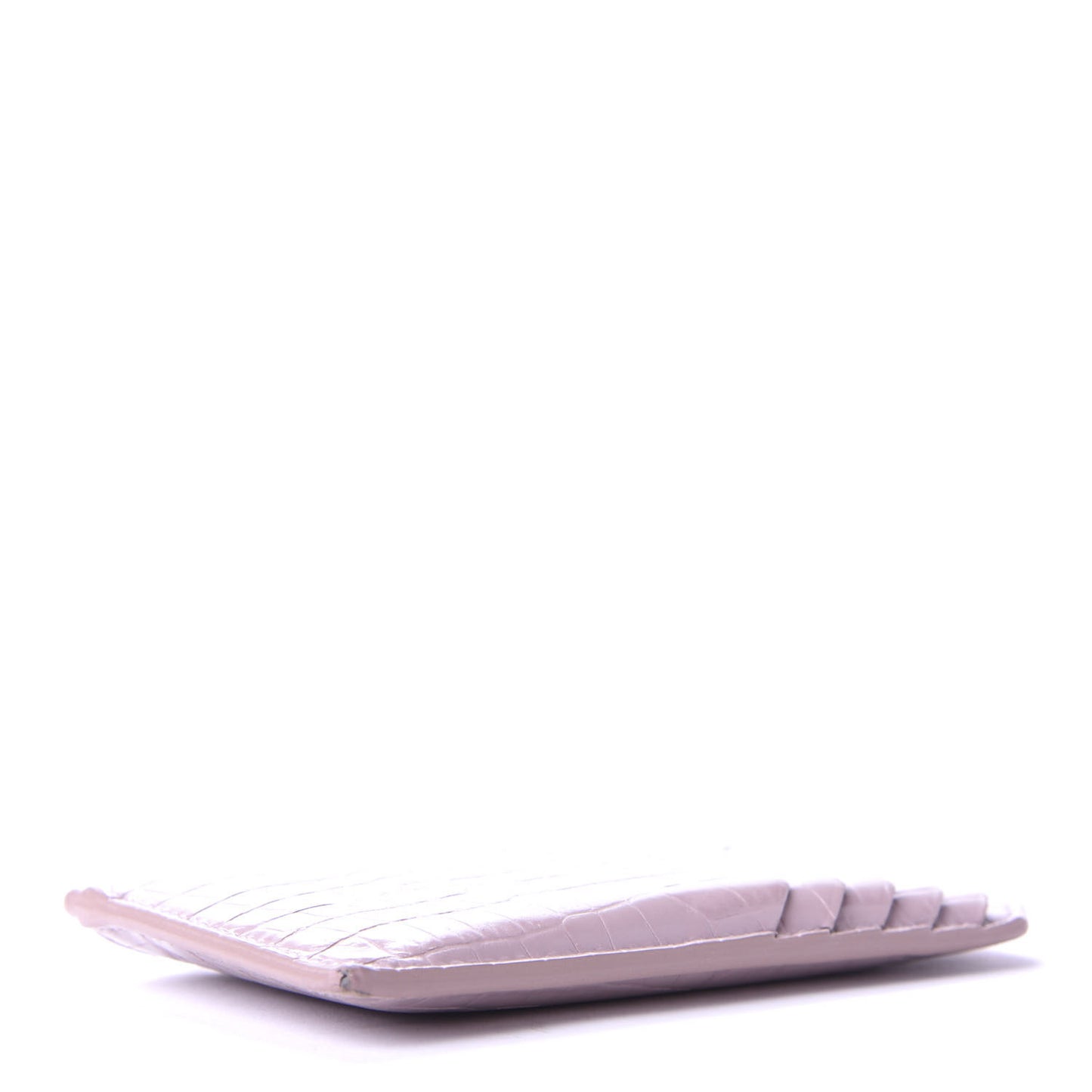 Crocodile Embossed Calfskin 5 Fragments Zip Pouch Card Holder Rose Antic
