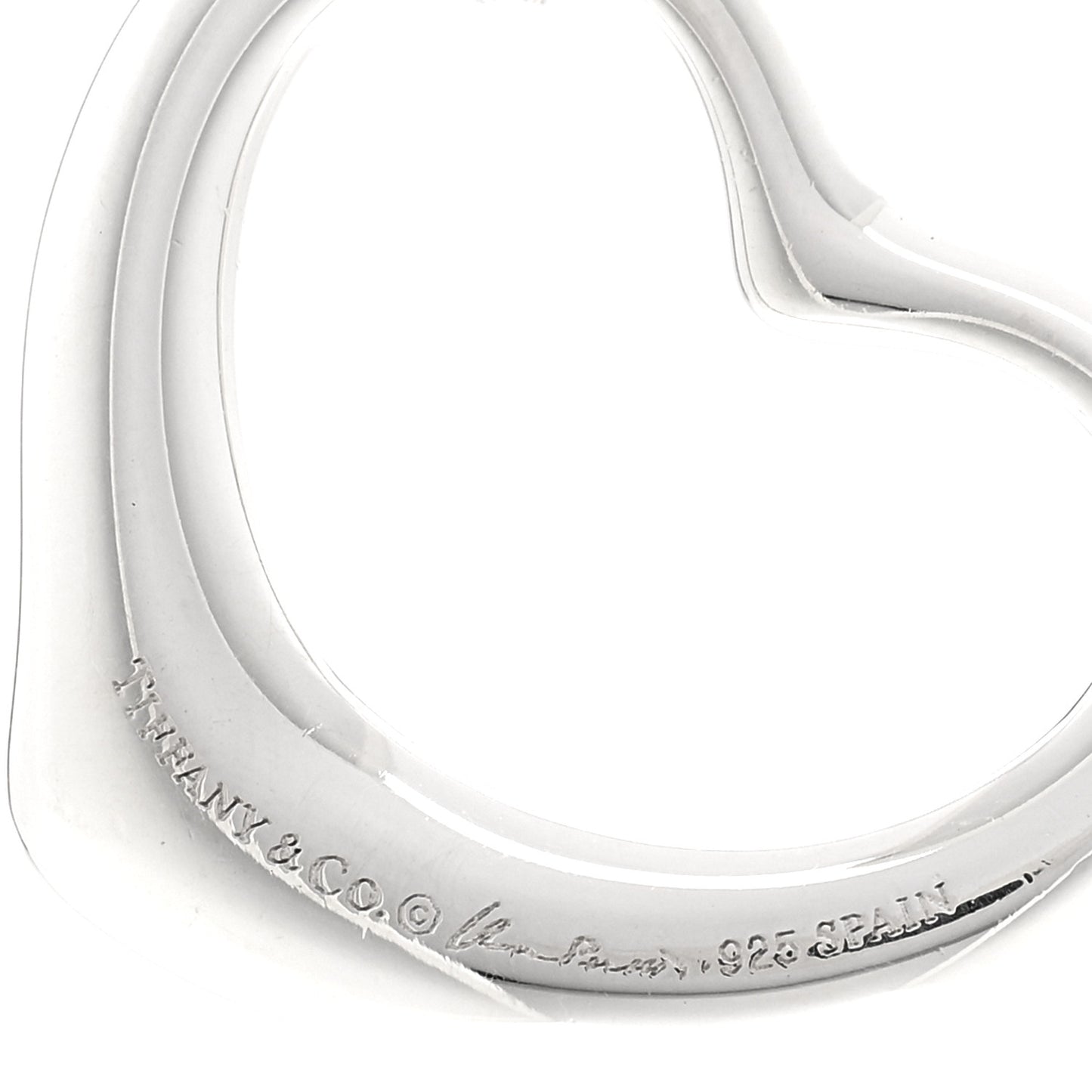 Sterling Silver 27mm Elsa Peretti Open Heart Pendant Necklace