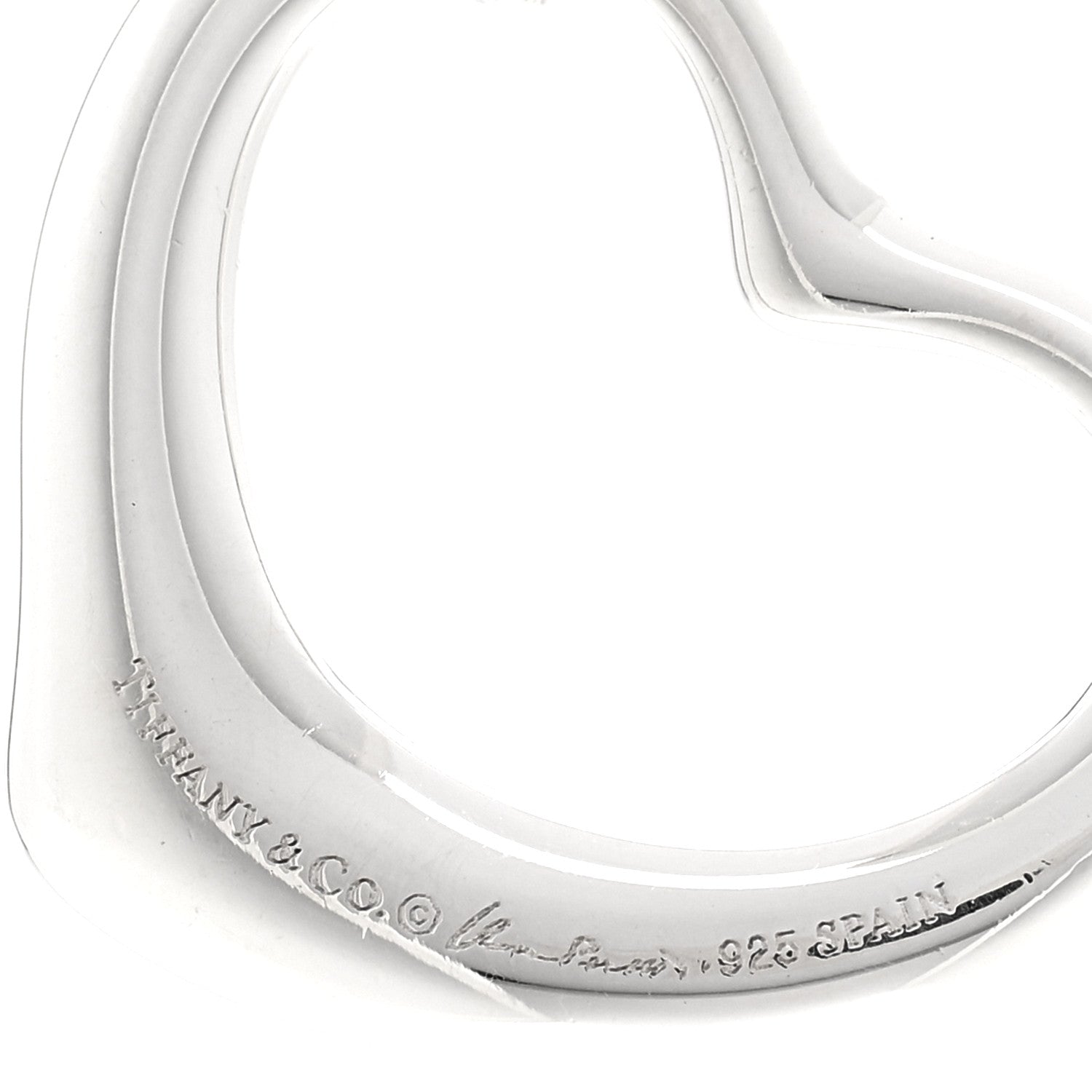 Tiffany Sterling Silver 27mm Elsa Peretti Open Heart Pendant Necklace 3 of 4