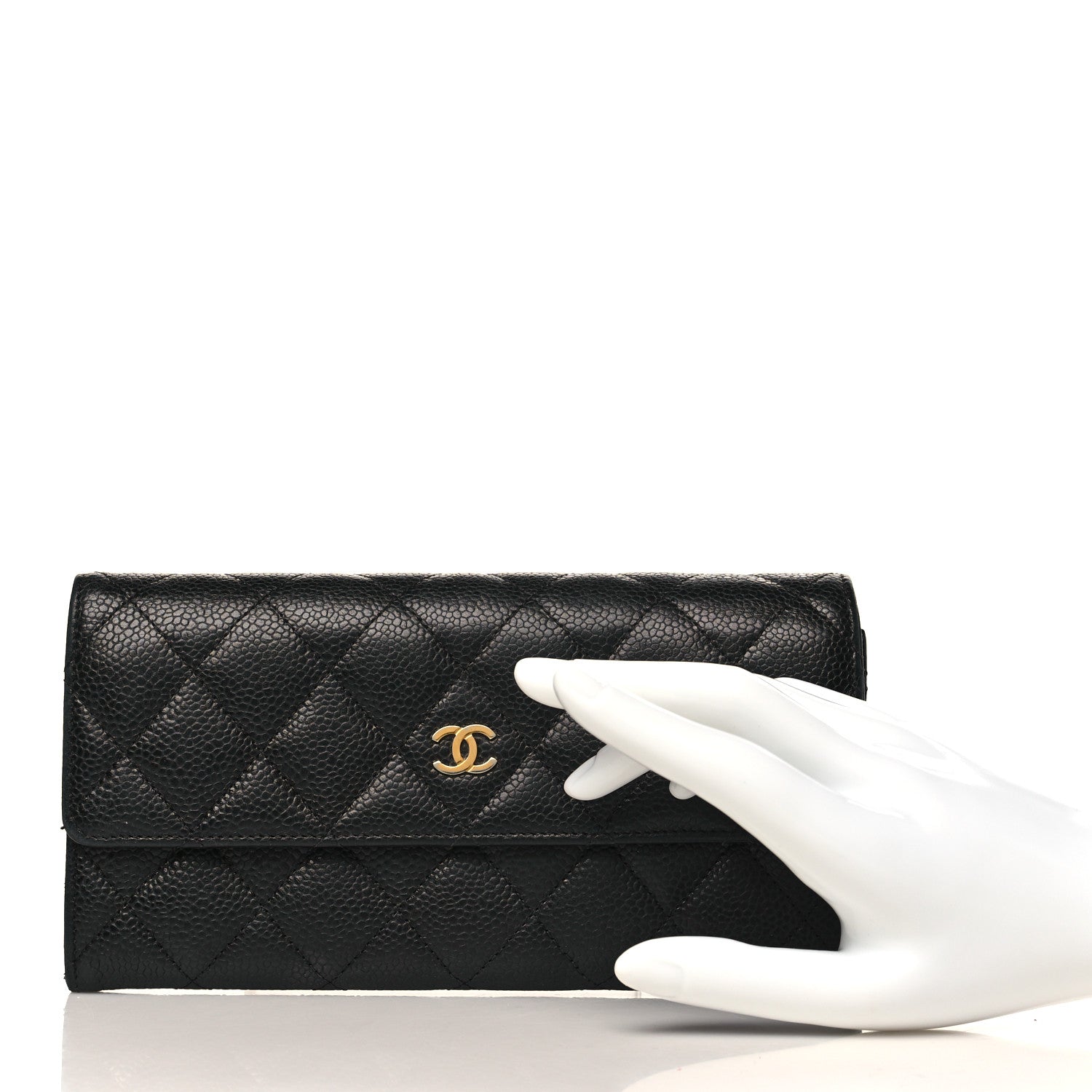 Chanel Caviar Quilted Large Gusset Flap Wallet Black 2 of 10