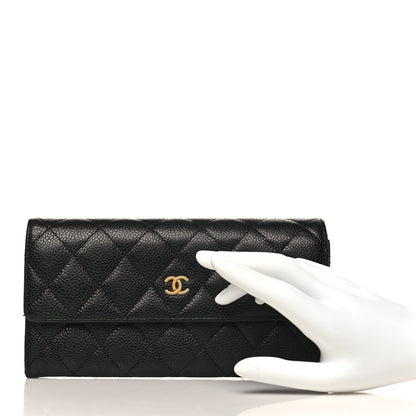 Chanel Caviar Quilted Large Gusset Flap Wallet Black 2 of 10