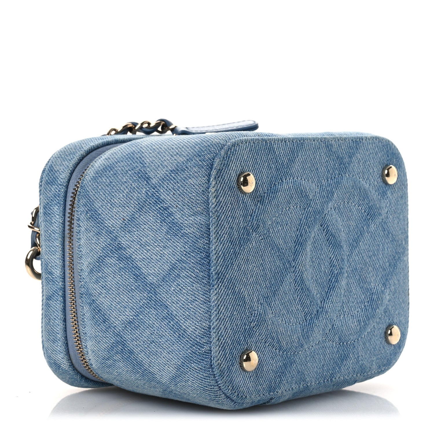 Chanel Denim Quilted Small CC Vanity Case Blue 4 of 12