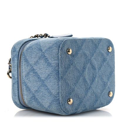 Chanel Denim Quilted Small CC Vanity Case Blue 4 of 12