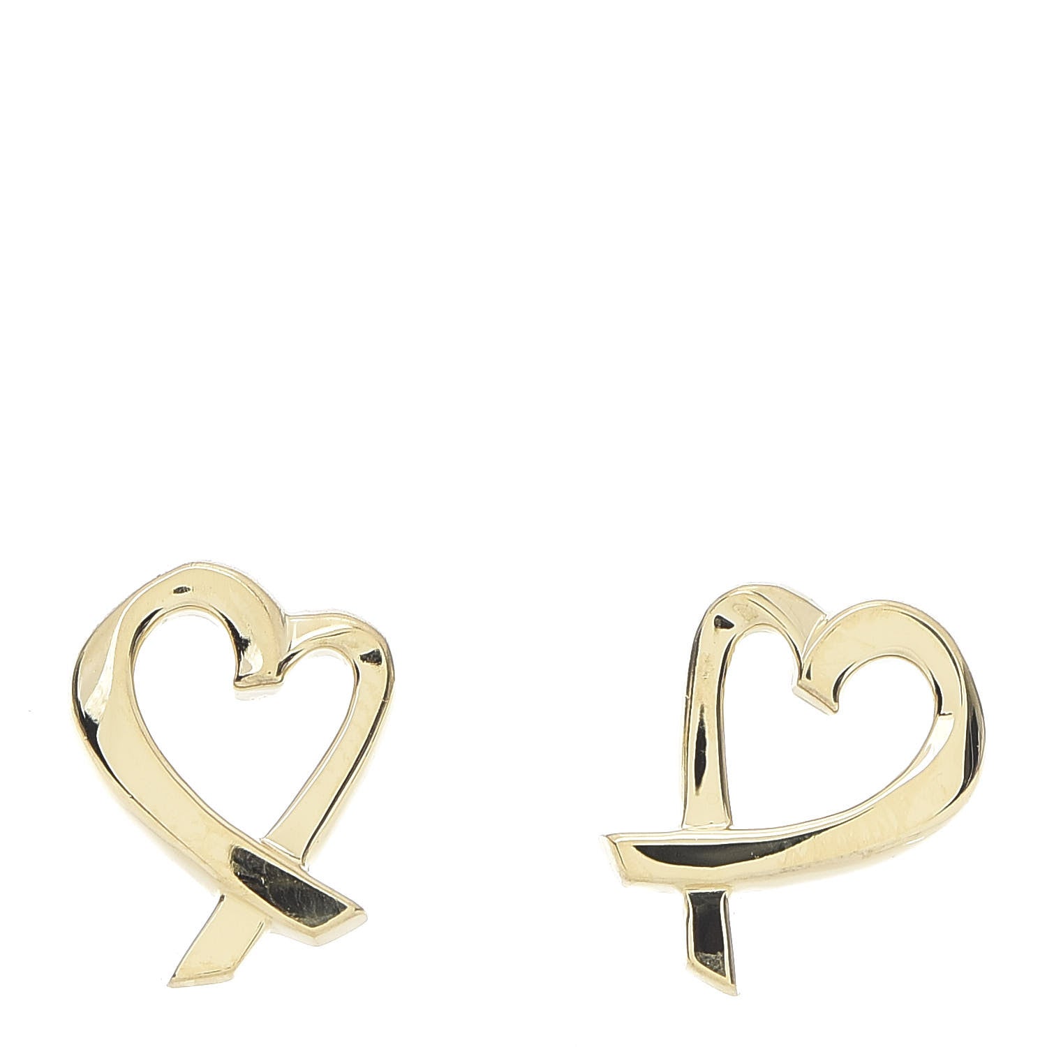 Tiffany 18K Yellow Gold Mini Paloma Picasso Loving Heart Earrings 1 of 4