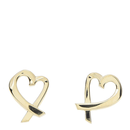 Tiffany 18K Yellow Gold Mini Paloma Picasso Loving Heart Earrings 1 of 4