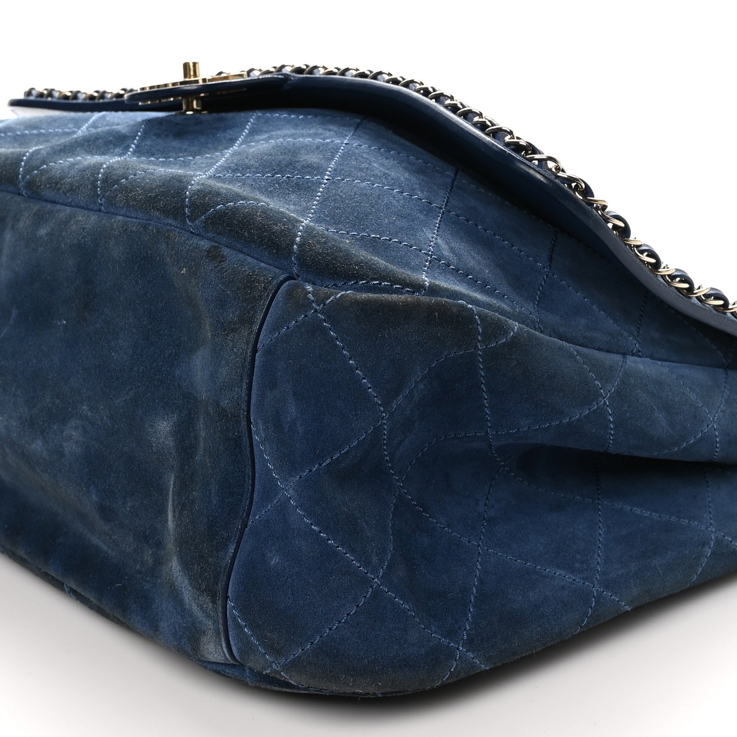 x Pharrell Williams Suede Lambskin XXL Flap Bag Navy