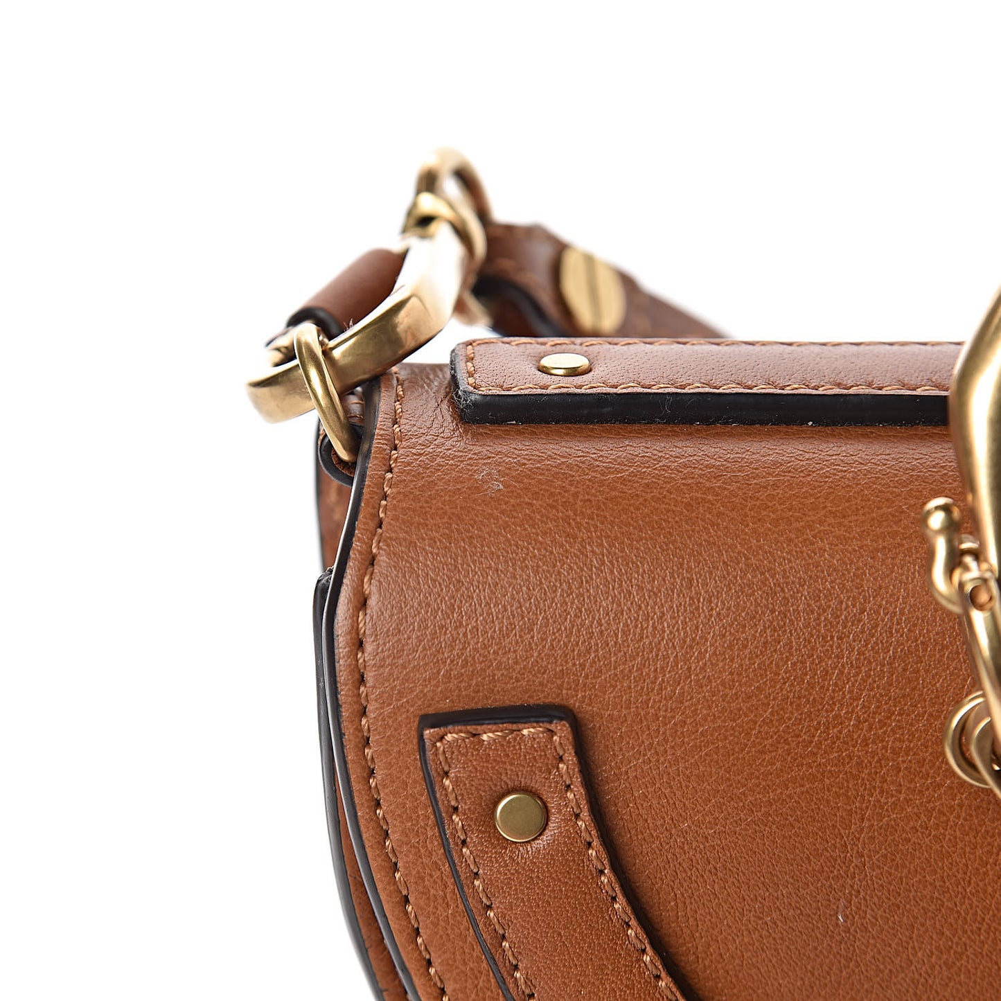 Calfskin Small Nile Bracelet Minaudiere Bag Caramel