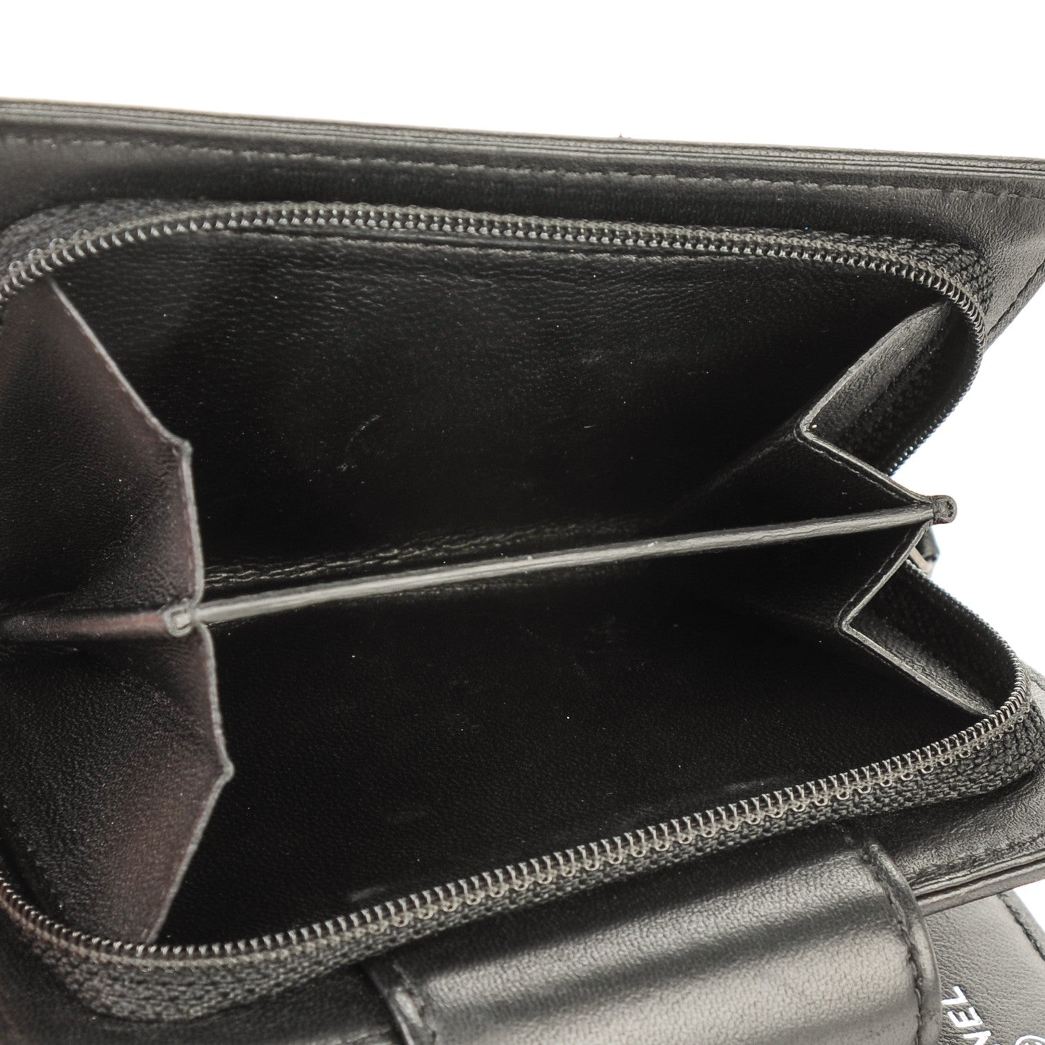 Chanel Lambskin Quilted Boy Zipped Pocket Wallet Black 6 of 9
