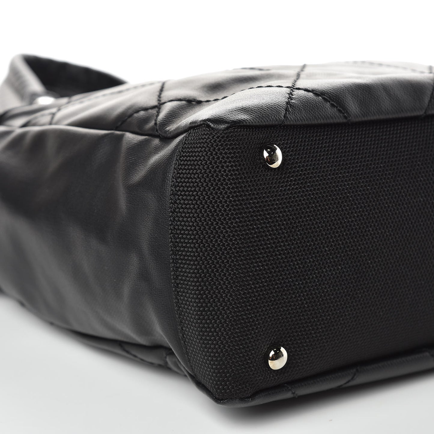Coated Canvas Quilted Small Paris Biarritz Tote Black