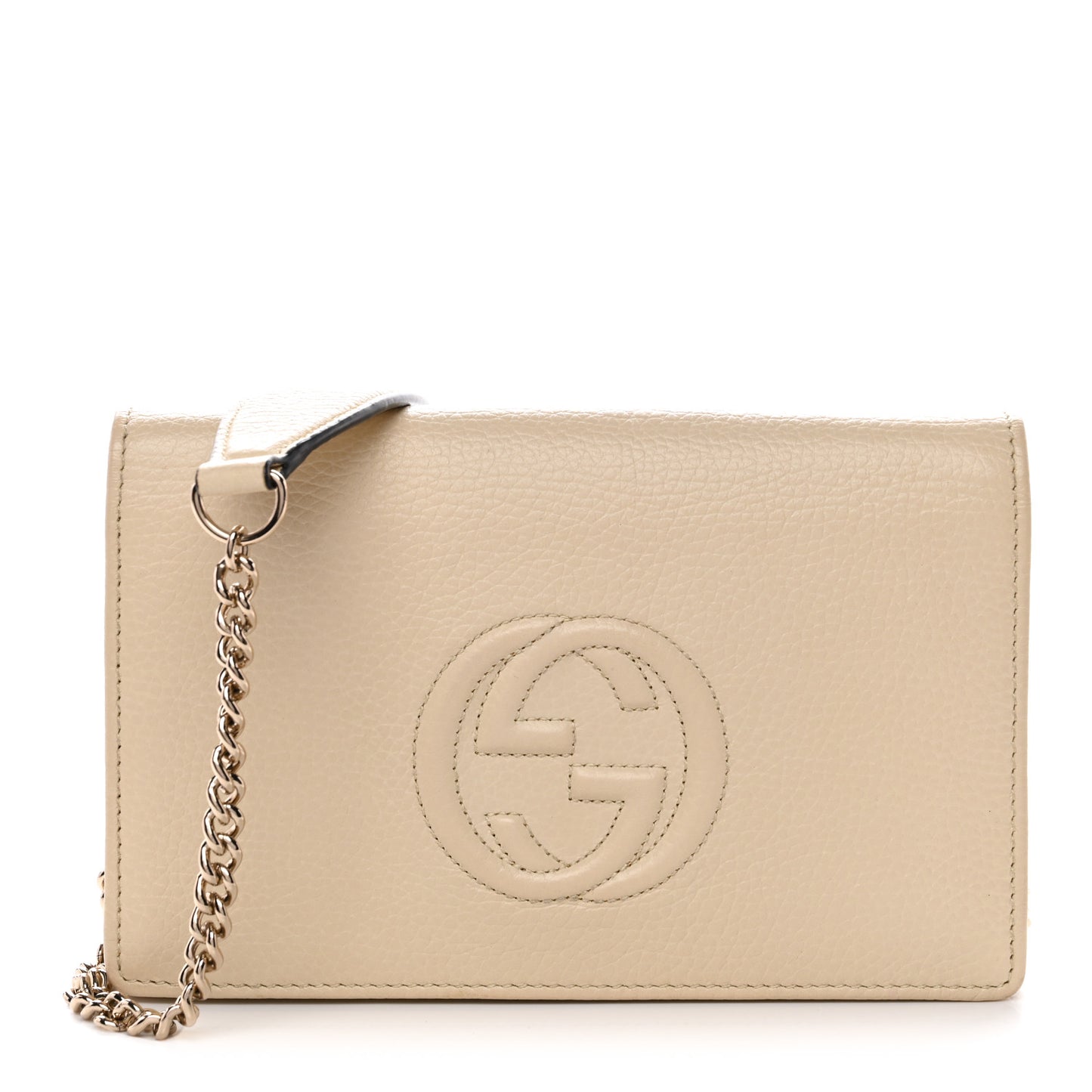 Pebbled Calfskin Soho Wallet on Chain Ivoire