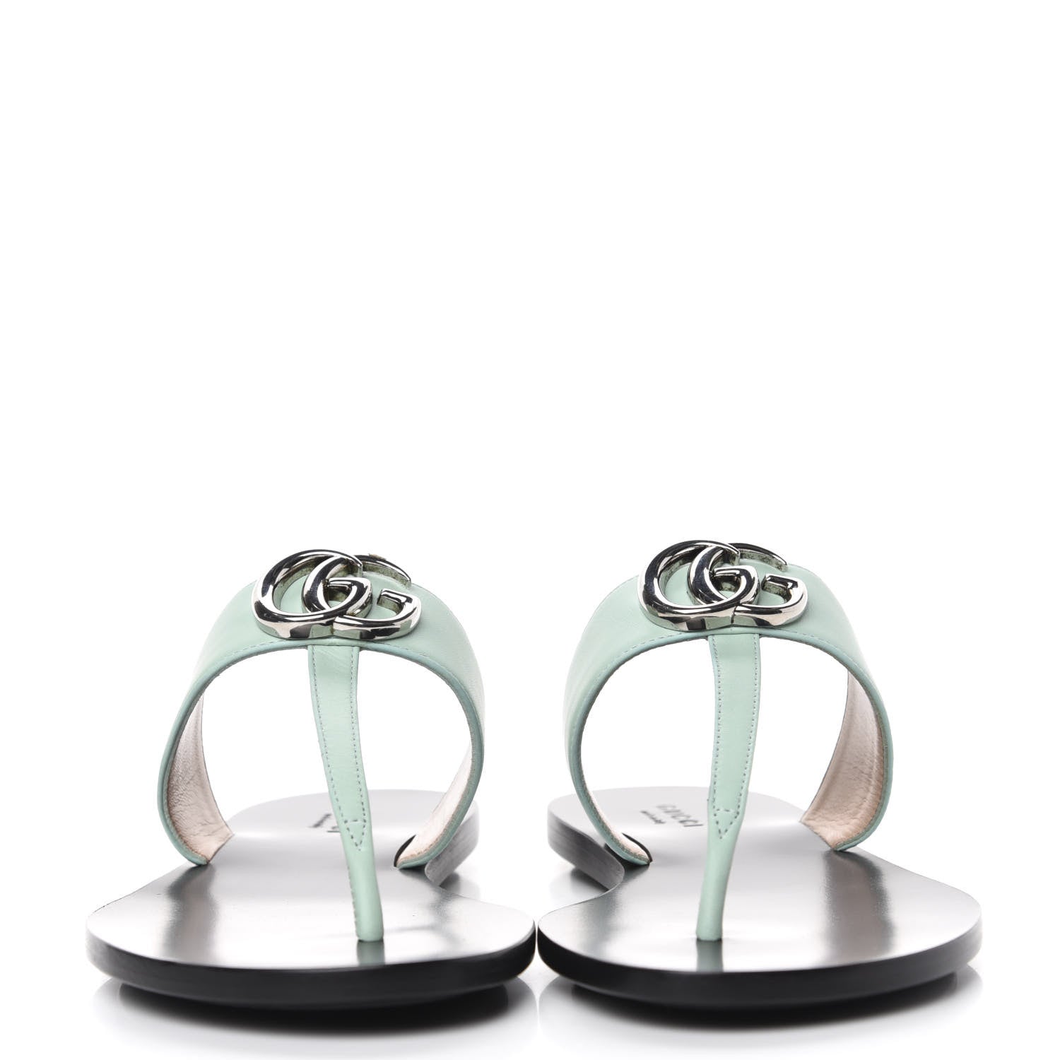 Gucci Calfskin GG Marmont Thong Sandals 36.5 Water Green 2 of 10