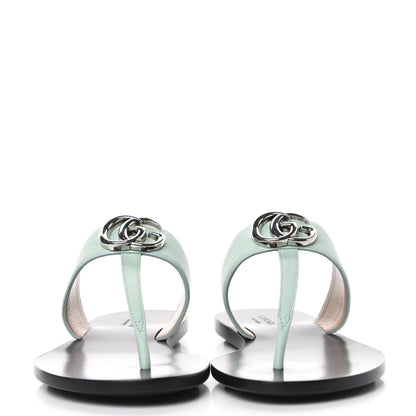 Gucci Calfskin GG Marmont Thong Sandals 36.5 Water Green 2 of 10
