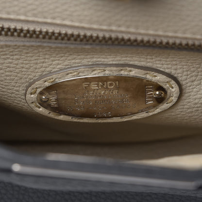 Fendi Cuoio Romano Selleria Bi-Color Medium Peekaboo Iconic Satchel Asfalto Latte 8 of 9