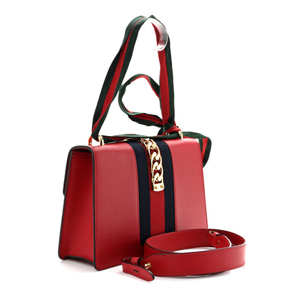 Gucci Calfskin Small Sylvie Shoulder Bag Hibiscus Red 3 of 11