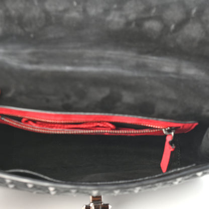 Valentino Garavani Craquele Nappa Medium Rockstud Spike Shoulder Bag Black 7 of 8