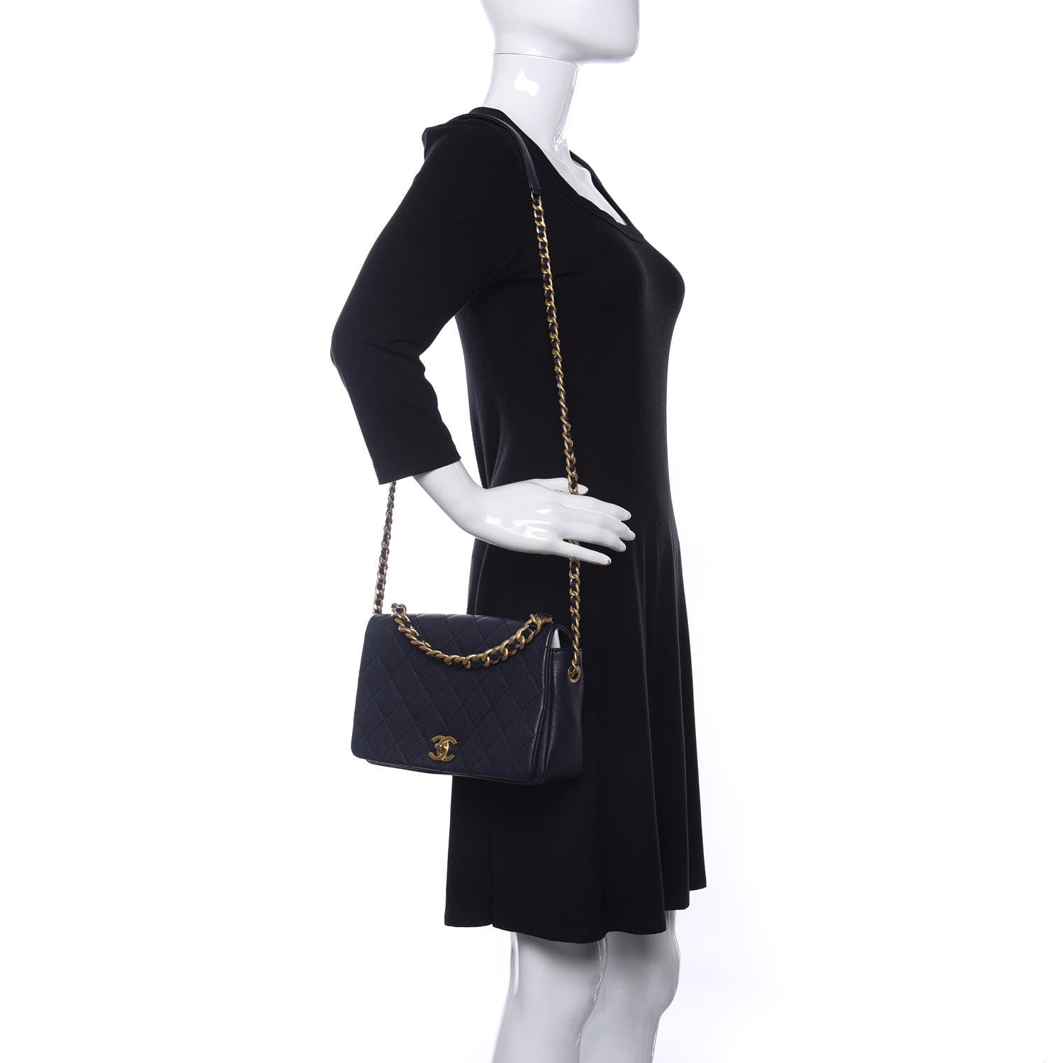 Chanel Caviar Quilted Medium Fashion Therapy Flap Navy Blue 2 of 10