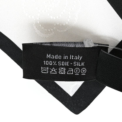 Chanel Silk CC Slim Camellia Bandeau Scarf Ecru Black 4 of 4