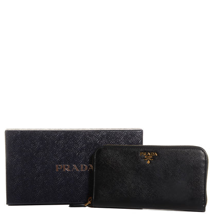 Prada Saffiano Metal Zip Around Wallet Nero Black 10 of 10