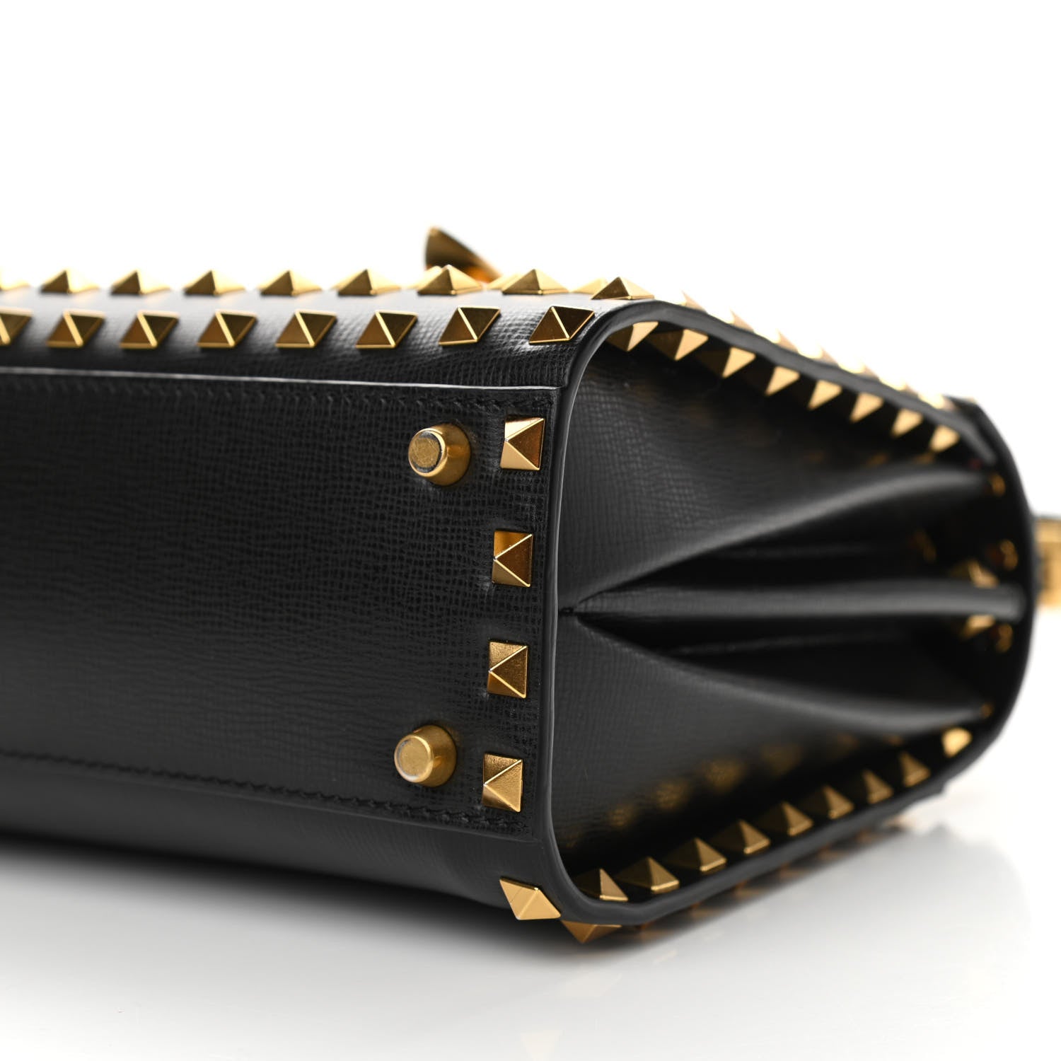 Valentino Garavani Grainy Calfskin Small Rockstud Allover Alcove Top-Handle Flap Bag Black 8 of 9