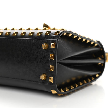 Valentino Garavani Grainy Calfskin Small Rockstud Allover Alcove Top-Handle Flap Bag Black 8 of 9