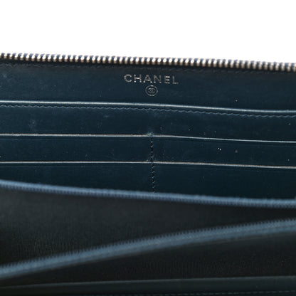 Chanel Glazed Calfskin Quilted Small Coco Boy Zip Around Wallet Blue 13 of 26