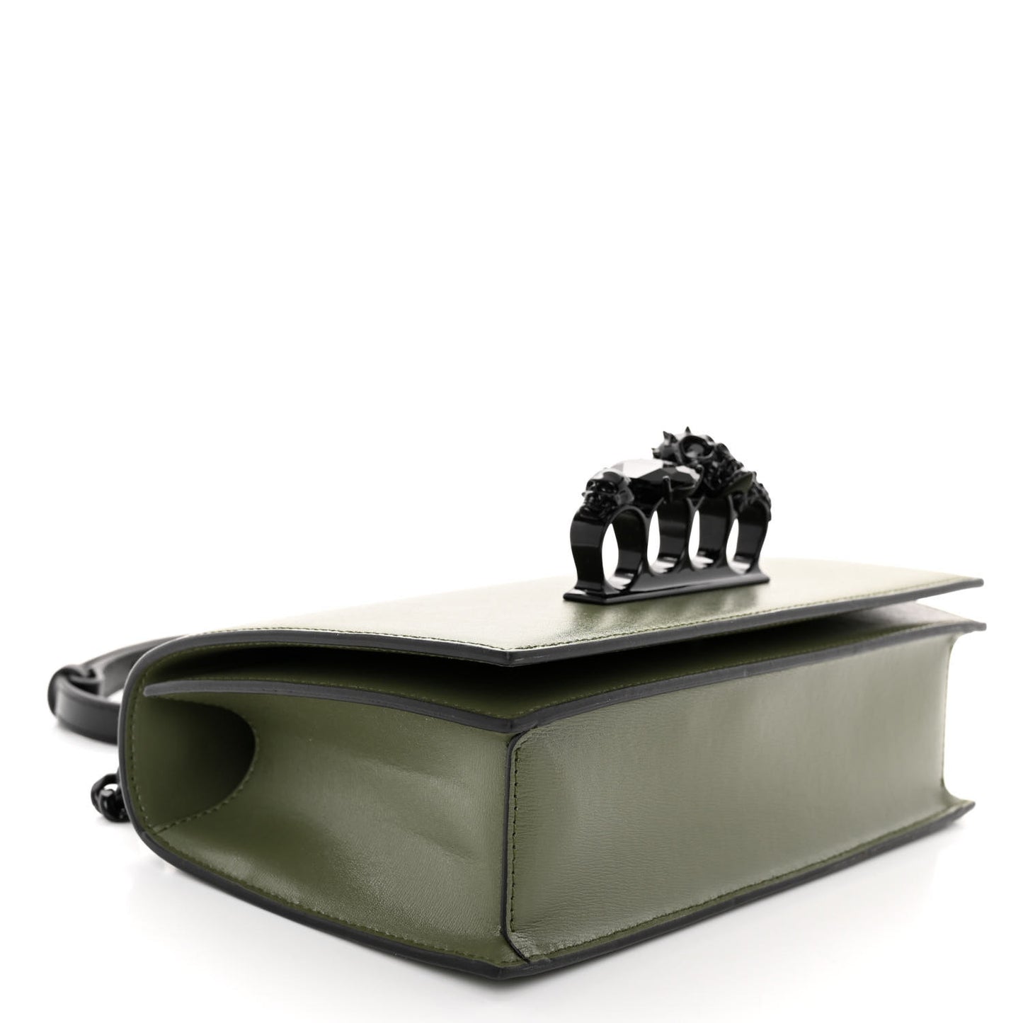 Calfskin Knuckle Skull Crossbody Khaki Green Black