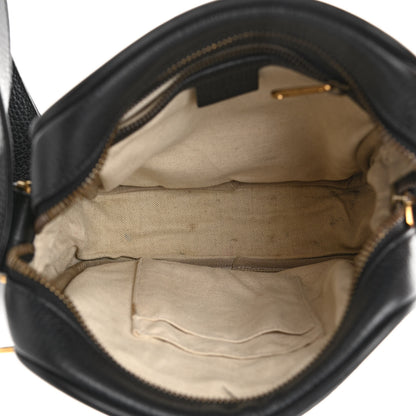 Gucci Grained Calfskin Logo Messenger Bag Black 5 of 13