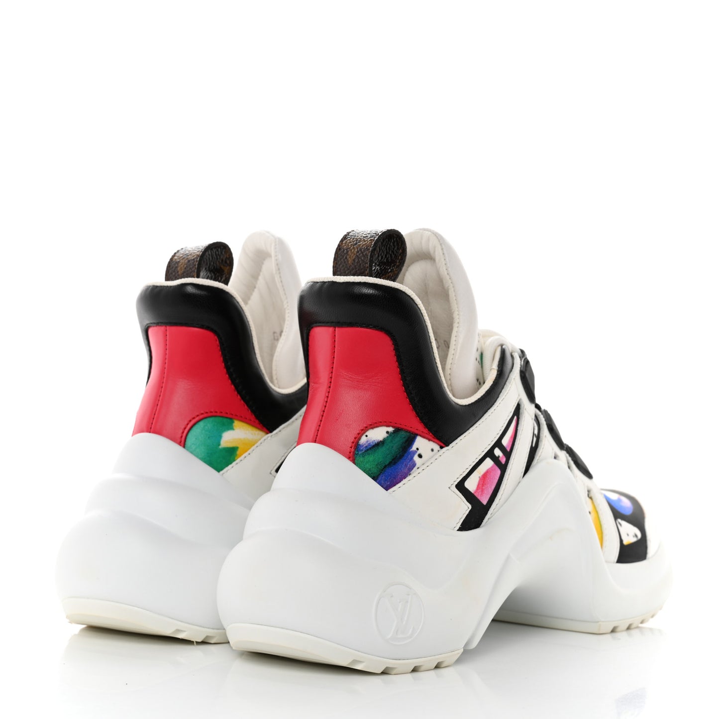 Flower Printed Calfskin Monogram LV Archlight Sneakers 35.5 Black Rose